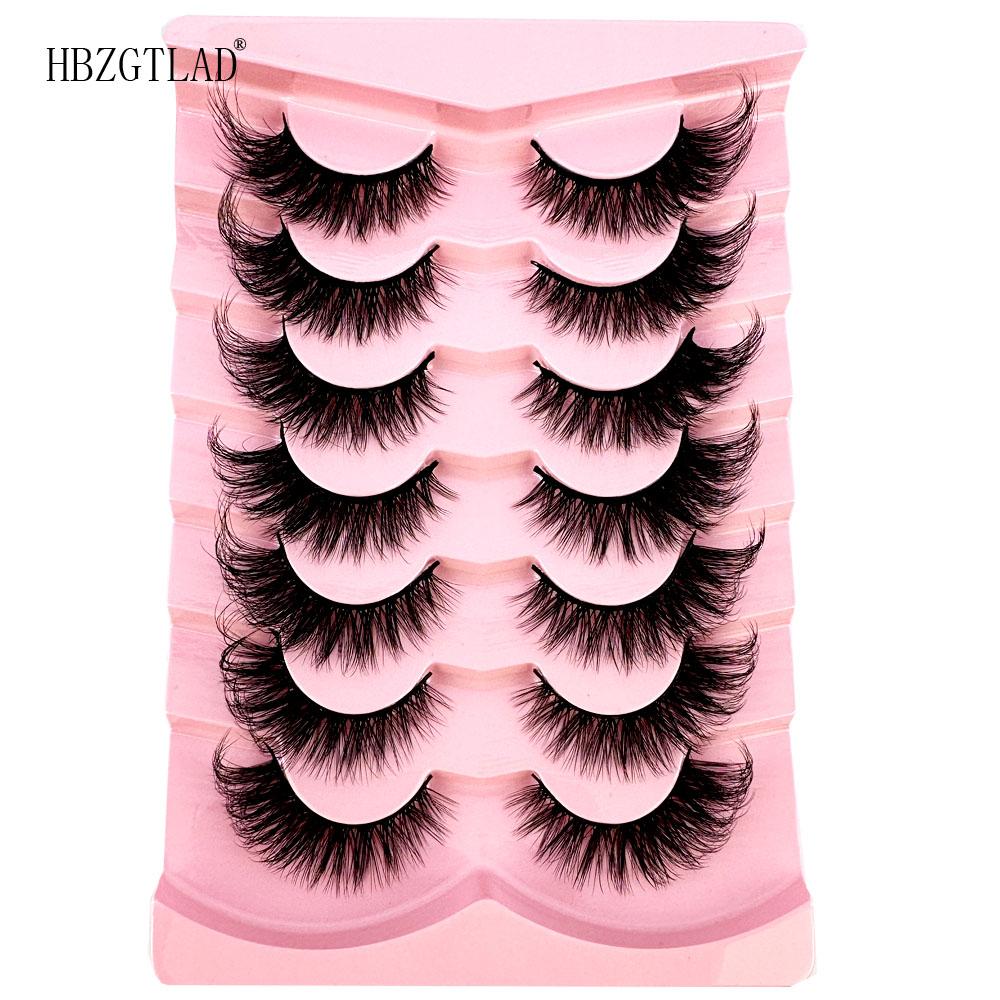 NEU 7 Paar Katzenaugen-Wimpern 3D Natürliche falsche Wimpern 5d Flauschige weiche Kreuz-Manga-Wimpern Wispy Natürliche Wimpernverlängerung Make-up