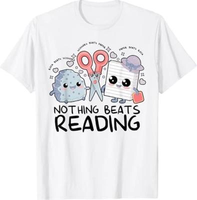 Nothing Beats Reading Rock Paper Scissors Book Lover Teacher T-Shirt