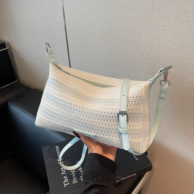 Große gewebte Tasche Damen Sommer neue lässige vielseitige Schulter-Umhängetasche Pendler Knödeltasche