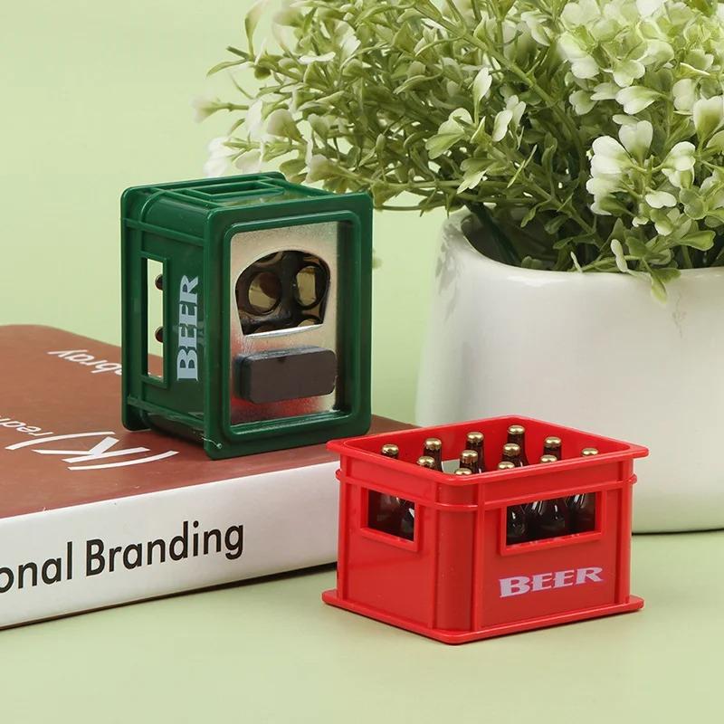 Mini Dollhouse Beer Resin Frame Storage Basket With 12 Bottles Simulation Drink Beer Model DIY Doll Accessories Small Ornament