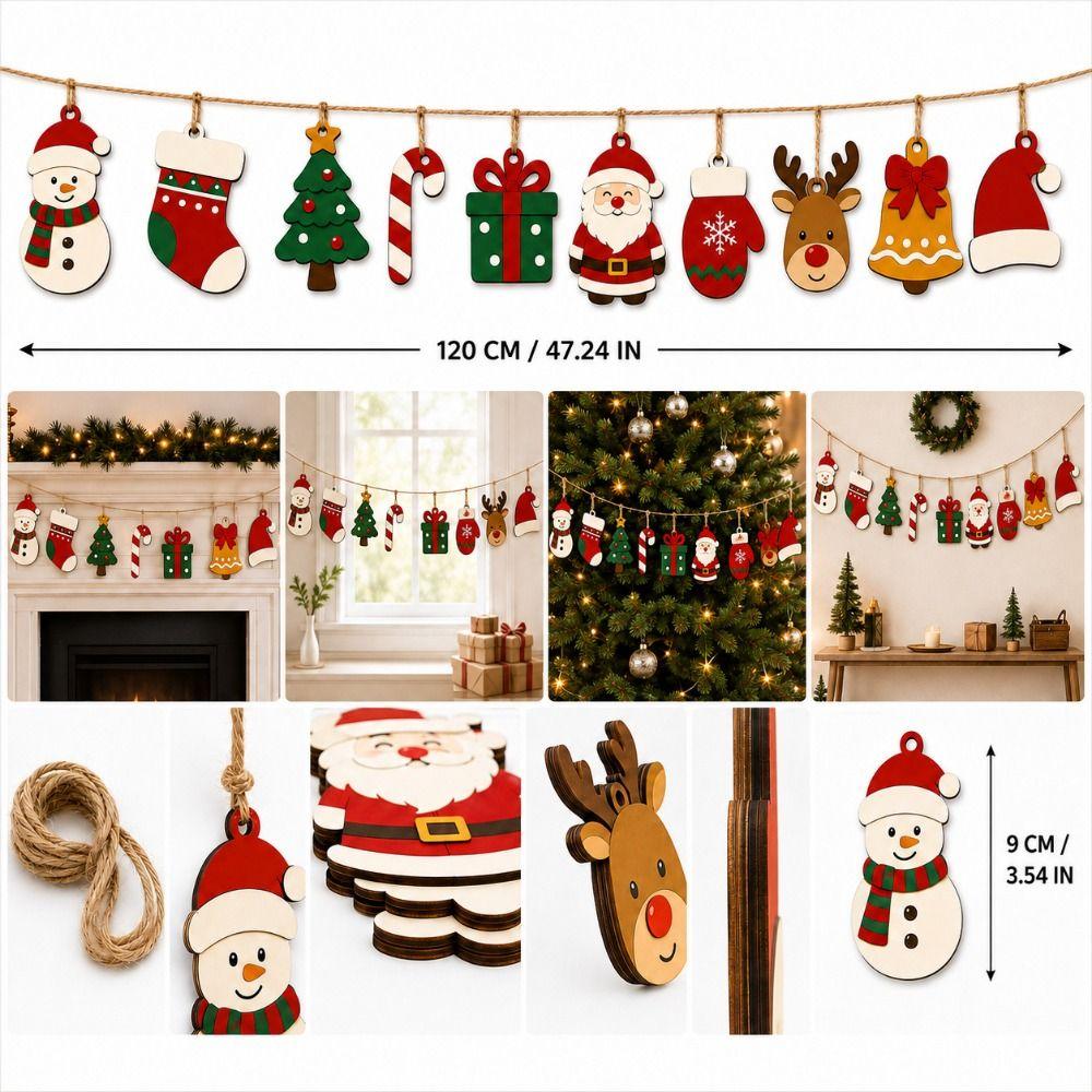 Multicolor Christmas Hanging Garland Cartoon Wall Decoration Christmas Wall Ornament  Holiday Decor