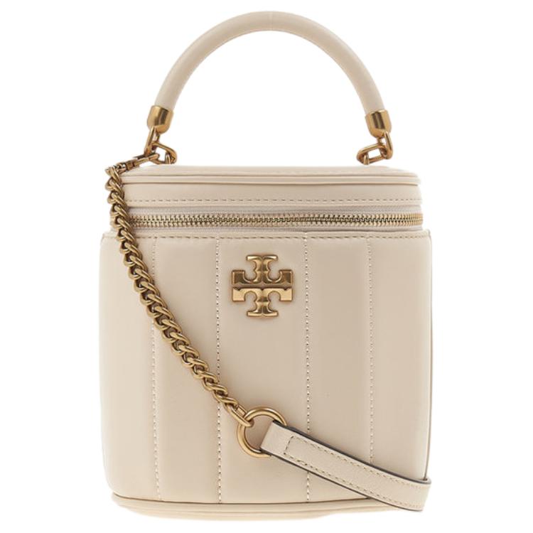 Tory Burch Kira Metal Double T Logo Bucket Bag Leather Tote Shoulder Crossbody Bag Women bags Cheese-White 138999-724