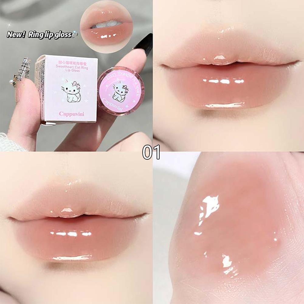 Sweetheart cat ring lip gloss is tender, pseudo-makeup, water gloss lip gloss lipstick