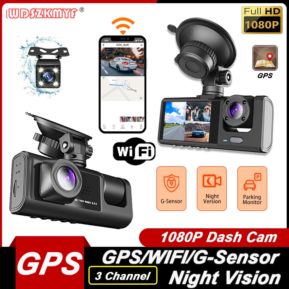 

3Channel WIFI GPS Dash Cam for Car 1080P Video Recorder Dashcam Car DVR Front and Rear View Camera Night Vision car accessory NONE