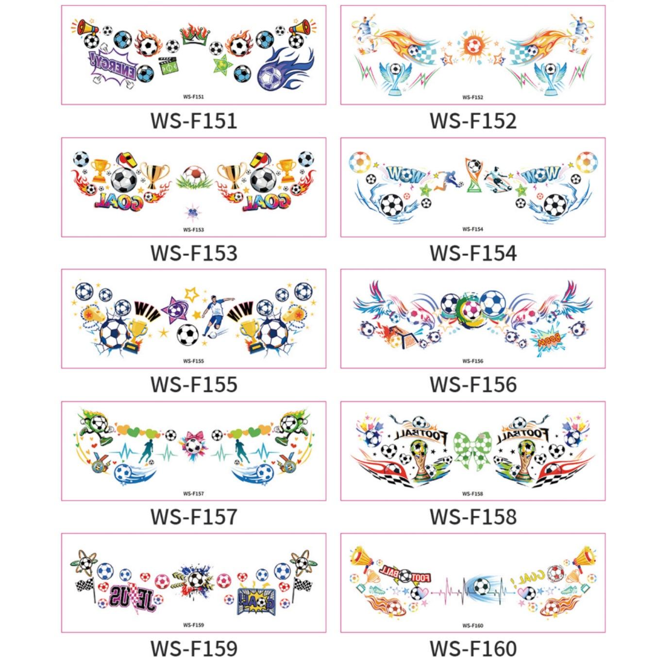 

10sheet Football Face Makeup Tattoo Temporary Soccer Theme Stickers Waterproof Football Sticker Perfect for Wattch Soccer Match