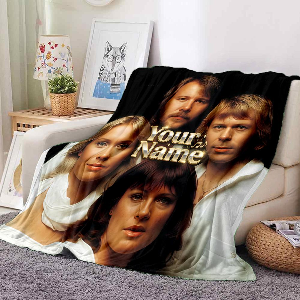 1PC Abba Custom Name Patterned Flannel Blanket Suitable For All Seasons For Home Decor Warmth And Comfort Gifts Holiday Present