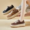 Chunky Platform Sneakers Damer Casual Promenadskor i PU-läder för kvinnor Anti-halk snörning löparsneakers Bekväma vår höst tennisskor