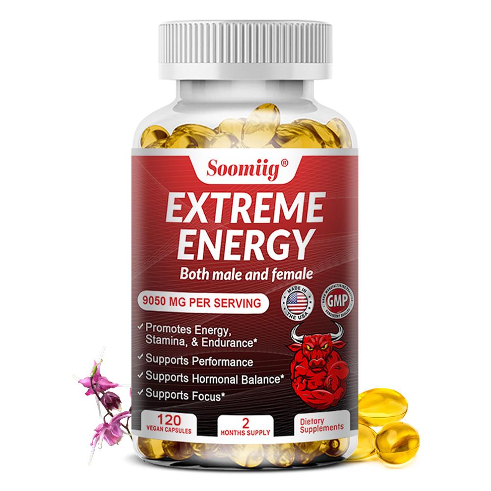 Extreme Energie 9050mg Hochpotente Leistungsunterstützungsformel für Männer & Frauen, 120 Vegane Kapseln