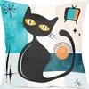 Kitten Gift Pillowcase Cute Pet Printed Linen Pillow Cushion Cover Bedside Living Room