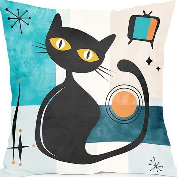 Kitten Gift Pillowcase Cute Pet Printed Linen Pillow Cushion Cover Bedside Living Room