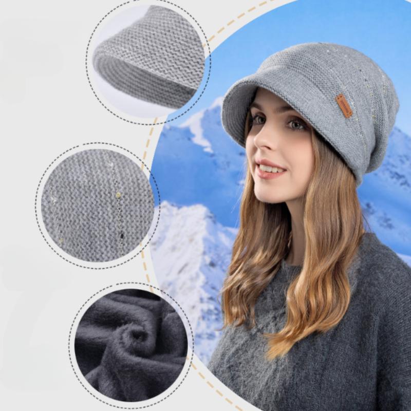 Autumn and Winter Versatile Fashion Big Head Ear Protection Knitting Wool Hat with Lining Warm Anti-cold Beanie