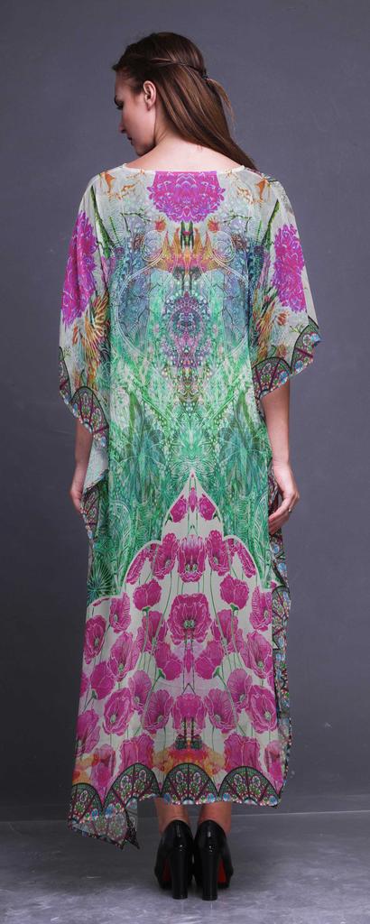Phagun Circle|Floral & Wheel Ethnic Womens Long Beach Kaftan Beachwear Bikini Coverup Maxi
