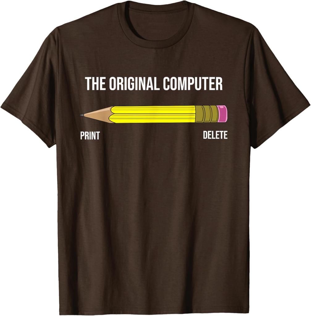 The Original Computer Funny Sarcastic Programmer Pencil Gift TShirt Graphic Tee Shirt Men Casual Short Sleeve