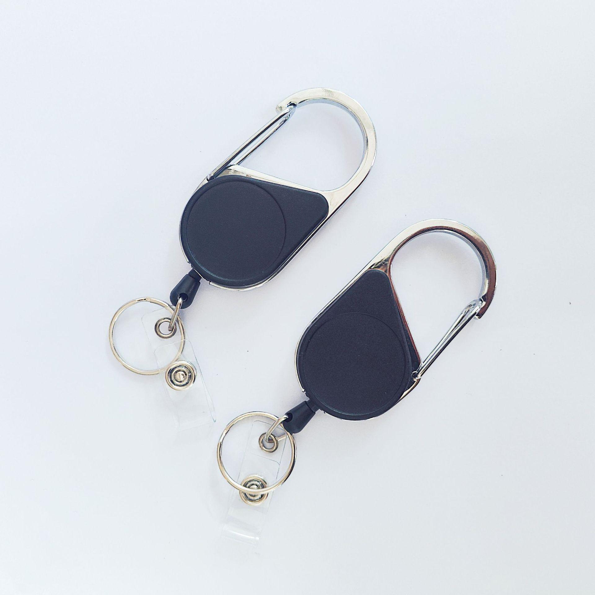 Portable High-Rebound Retractable Keyring with Steel Wire Rope and Elastic Pull Cord -