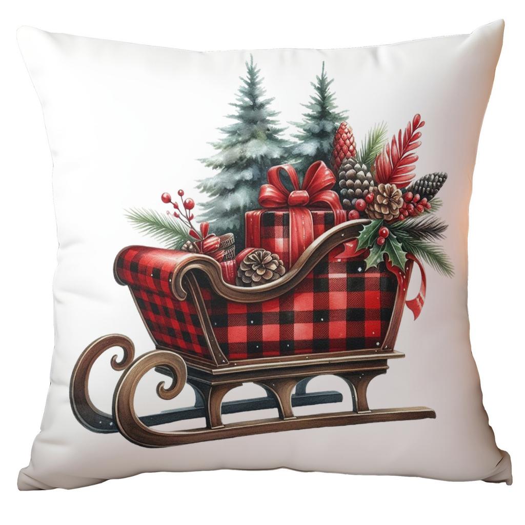 New Christmas Pillow Cover Red Plaid Creative Print Home Living Room Sofa Pillow Cover Premium Durable Quality