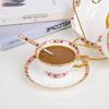 European-Style Hand-Painted Bone China Gold Coffee Cup with Spoon - Elegant Gift for Home, Office, or Outdoor Use