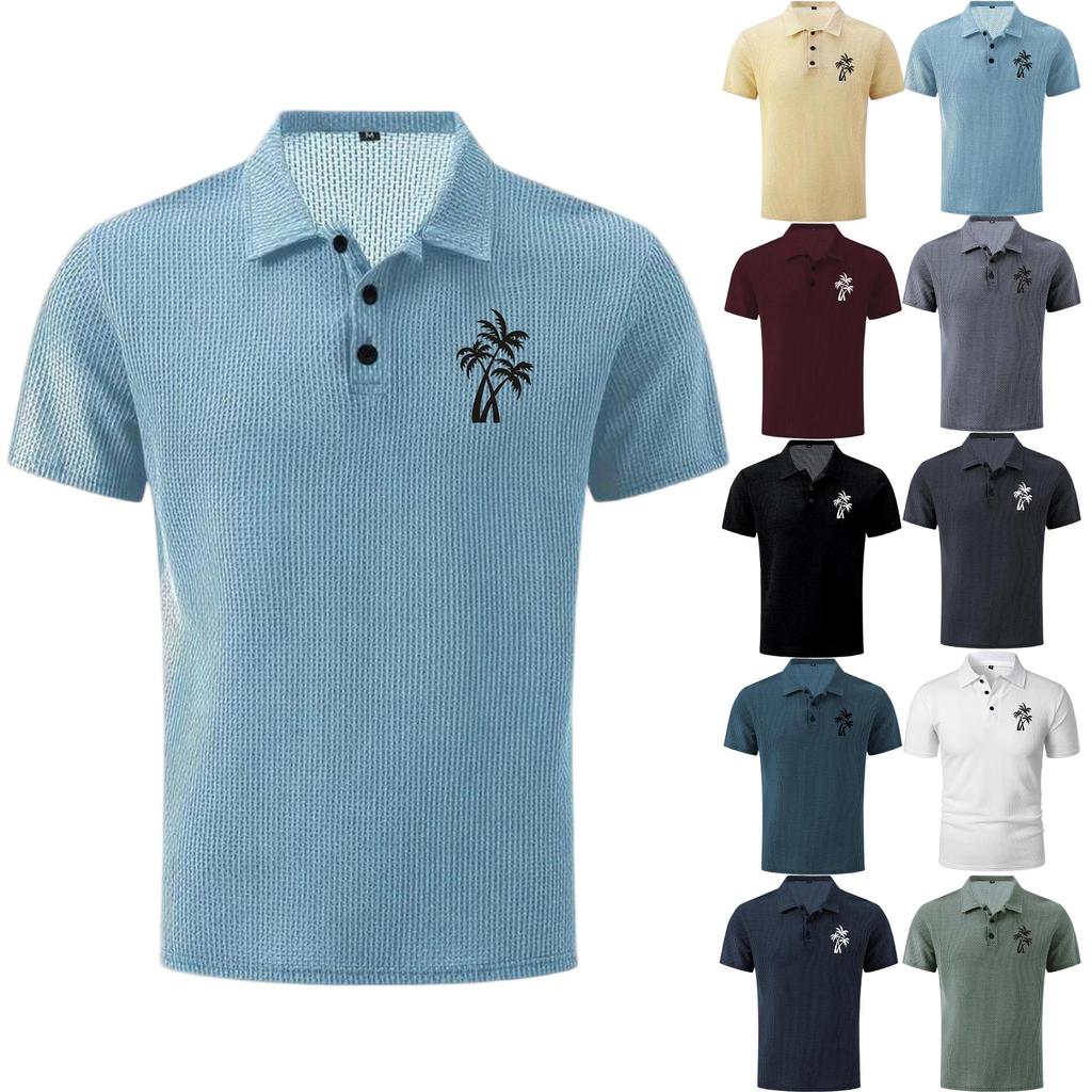 Men's Summer High-End Mesh Fabric Polo Shirt Short Sleeve Breathable Lightweight Soft Texture Casual Fit Stylish Design