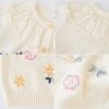 Korean Style Spring and Autumn Lapel Knitted Cardigan for Small and Medium-sized Children, Girls, Embroidery, Children's Sweater Jacket
