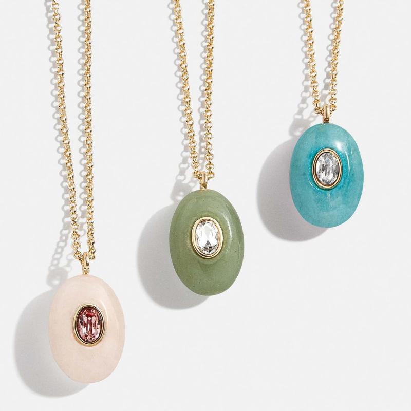 Trendy Titanium Steel Waterdrop Birthstone Charms Pendant Necklace Gemstone Diy Jewelry Gift