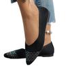 Women's Wide Width Flyknit Pointed Toe Flats - Color Block Slip-On Shoes with Cushioned Sole, Breathable Everyday Casual Shoes for Women