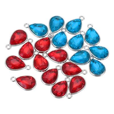 5/10/20 Legierung Glas Kristall Tropfenanhänger Rot Blau Wassertropfenanhänger Schmuck Halskette, Armbandherstellungsschmuck