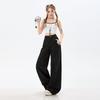 Early Spring Premium Meteor Bling Rhinestone Black High Waist Stack Wide Leg Long Denim Pants For Women Casual Pants Oversize Denim Trousers