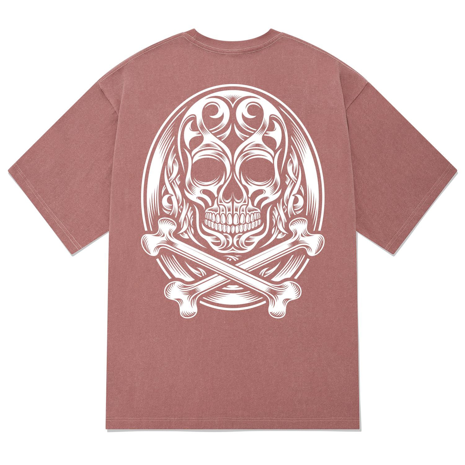 Khan 6312 Ktpp0021 Celtic Skull Pigment Short Sleeve T-Shirt - Pink Pink/L