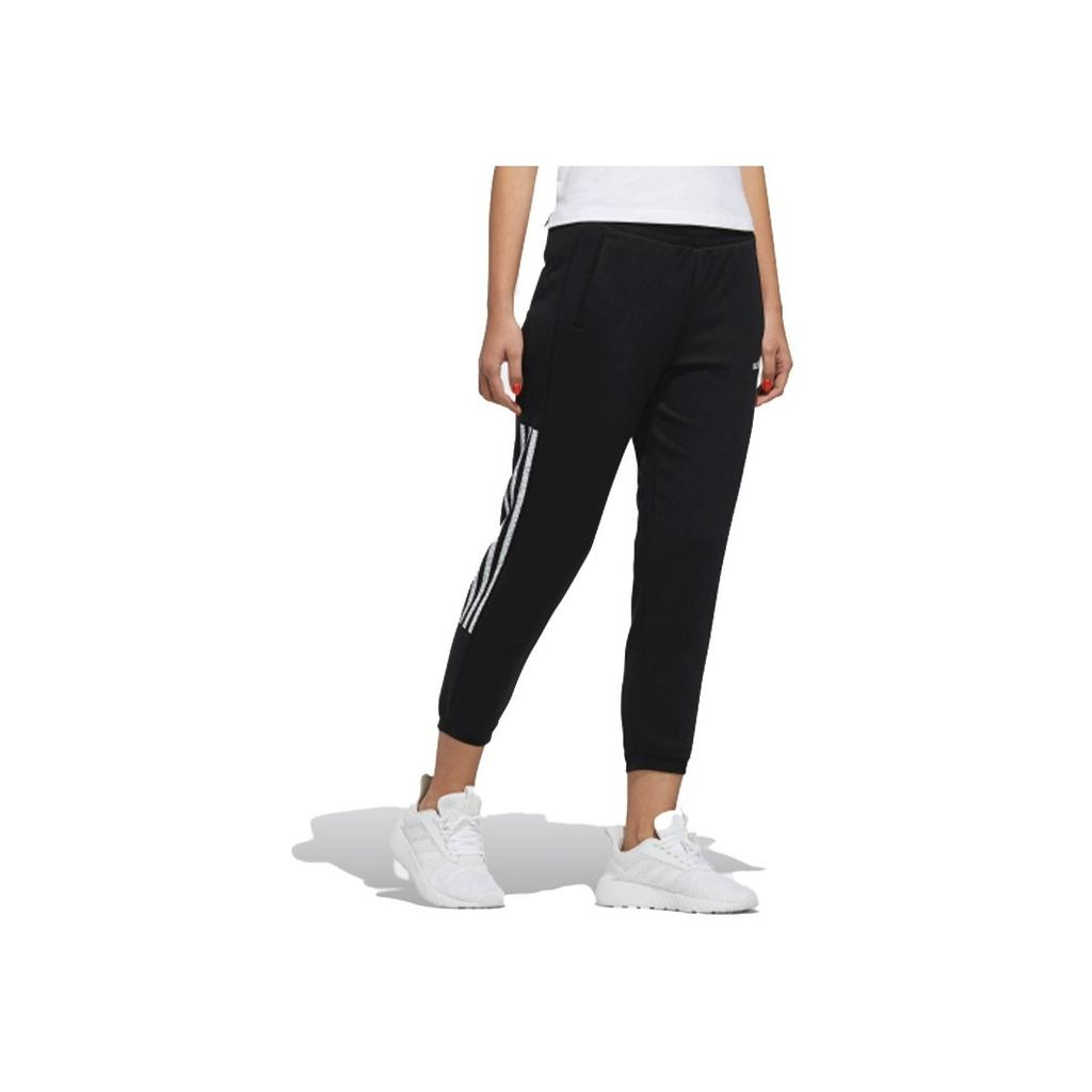 Adidas Neo Three-Stripe Print Joggers Women Bottoms Black DW7961