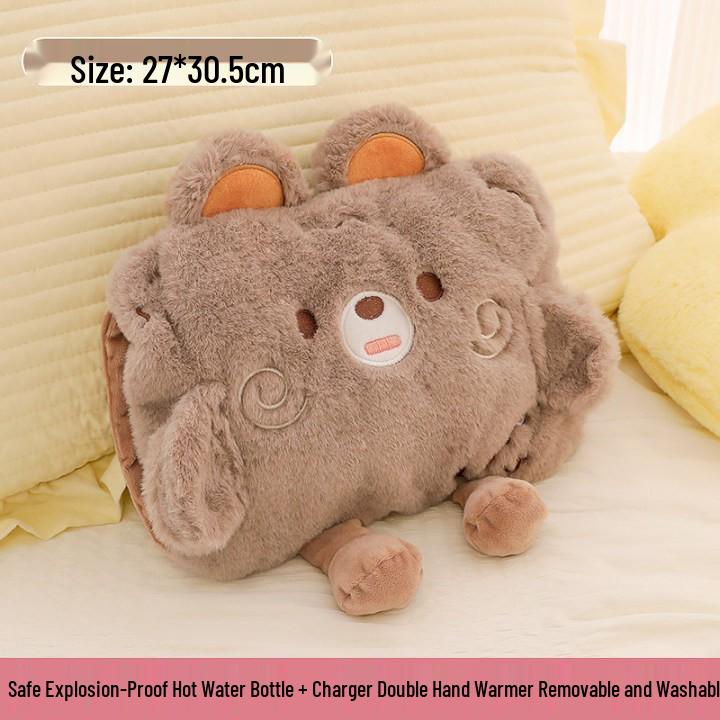 Bolsa de Água Quente de Pelúcia Fofa à Prova de Explosão para Meninas - Aquecedor de Mãos e Conforto Abdominal