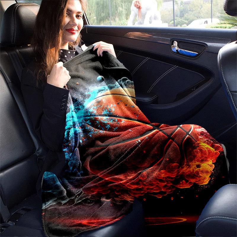 1pc Basketball Printing Lightweight Flannel Blanket, Comfortable and Warm Blanket, for Camping Sofa Bed and Couch Office, Suitable for Gift B