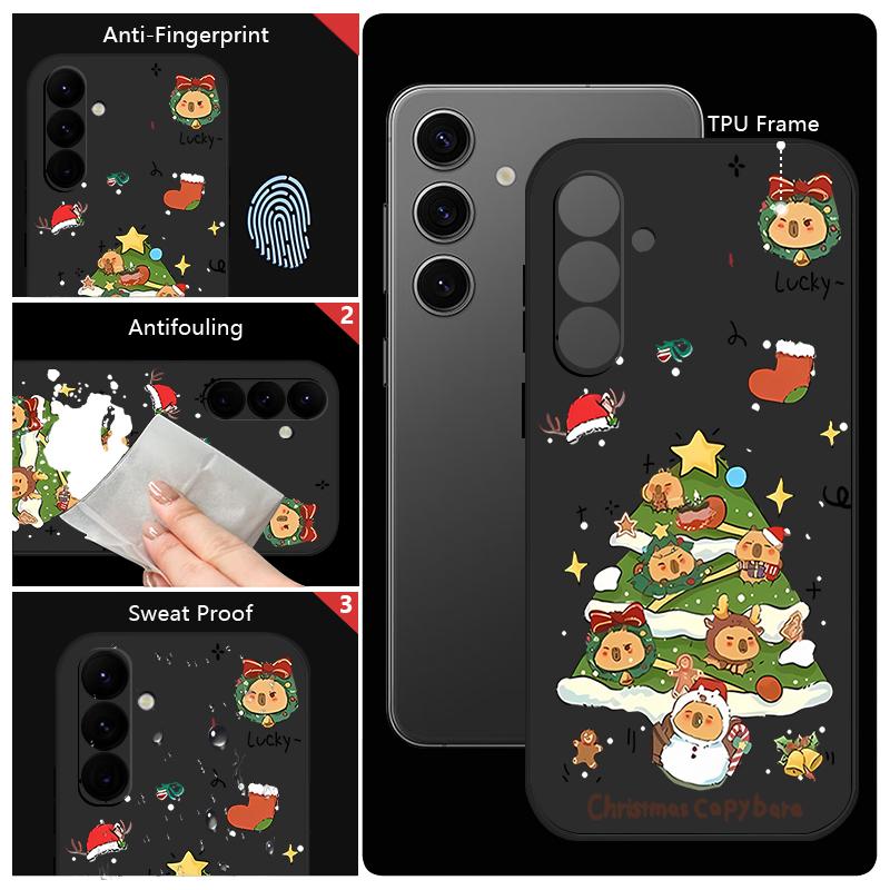 Christmas Tree Pattern Case For Samsung Galaxy S25 S24 Ultra S23 S22 Plus S21 FE A15 A16 A17 A26 A35 A36 A54 A55 A56 5G Lanyard Case Cover Funda