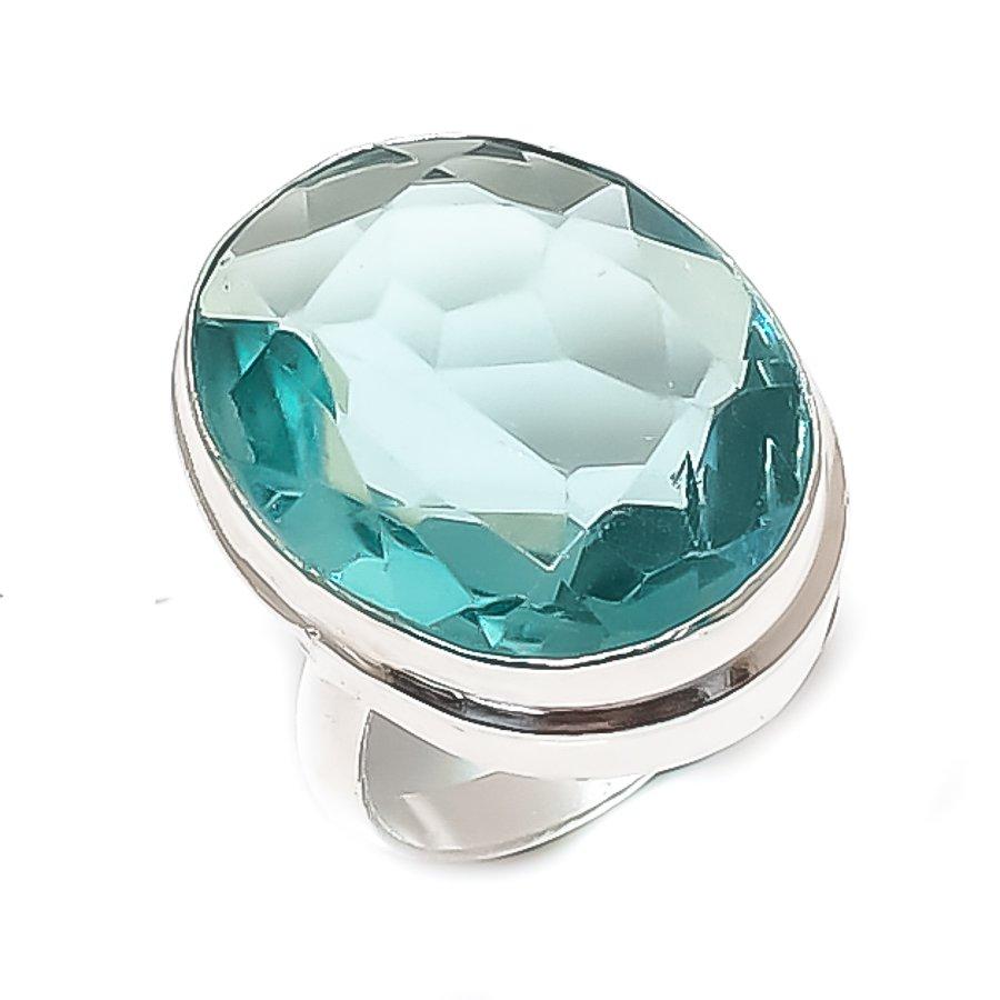 Natural Swiss Blue Topaz Gemstone 925 Sterling Silver Jewelry Ring Size 6 C6j36