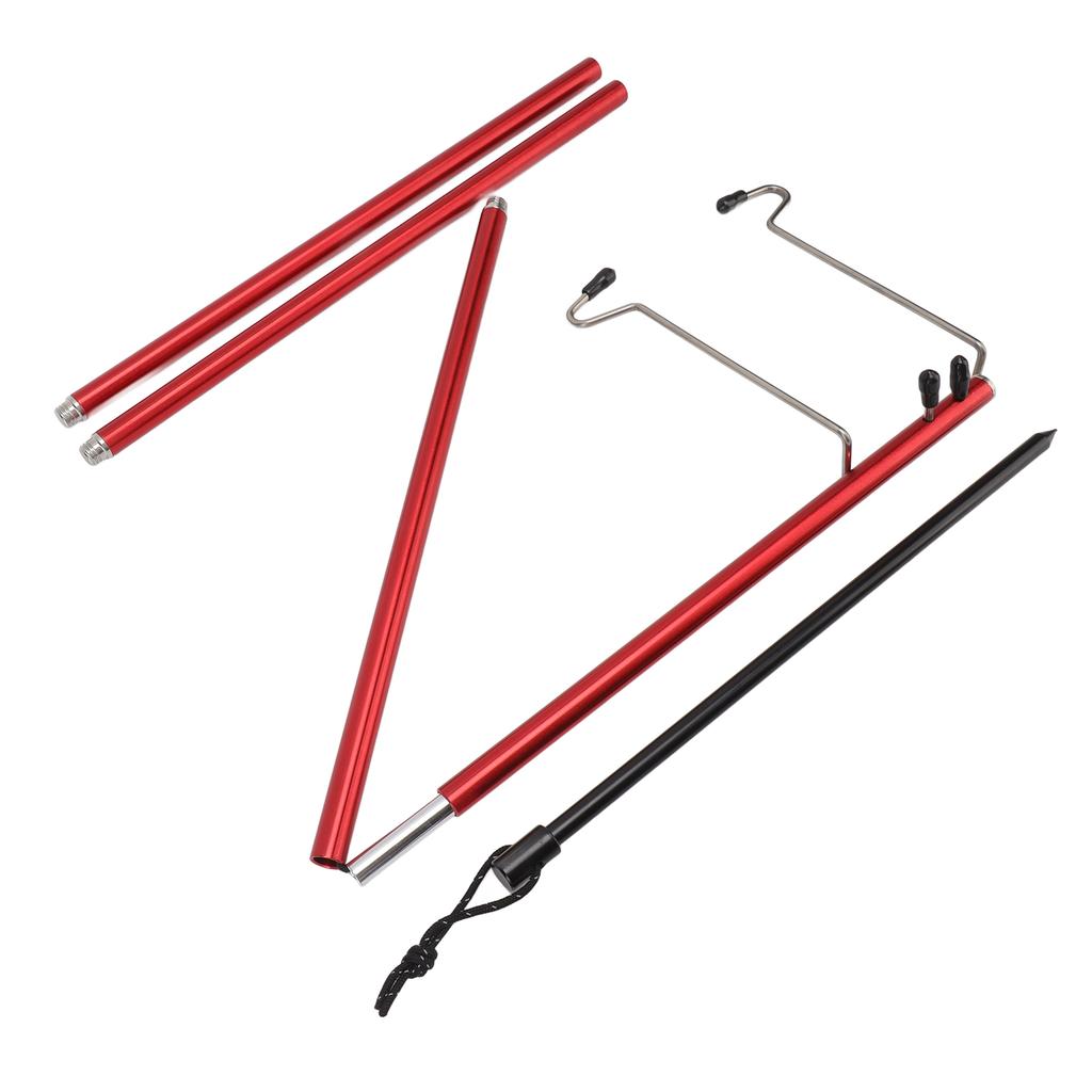 Camping Lantern Stand Portable Lightweight Outdoor Camping Aluminum Alloy Lamp Pole Light Hanging Stand Red