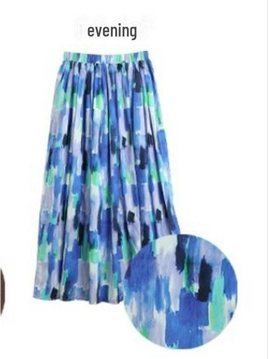 Summer 2023 Japanese Striped A-Line Long Skirt