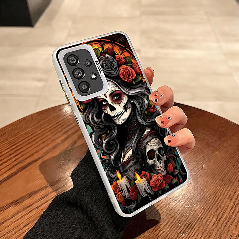 Catrina Beautiful Rose Girl Skull Soft Phone Case for Samsung A17 A16 A15 A14 A13 A57 A56 A55 A54 A53 A37 A36 A35 A34 A33 A26 A2
