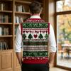 Gilet lavorato a maglia casual da uomo con scollo a V in lana e stampa natalizia per il tragitto casa-lavoro e l'uso quotidiano