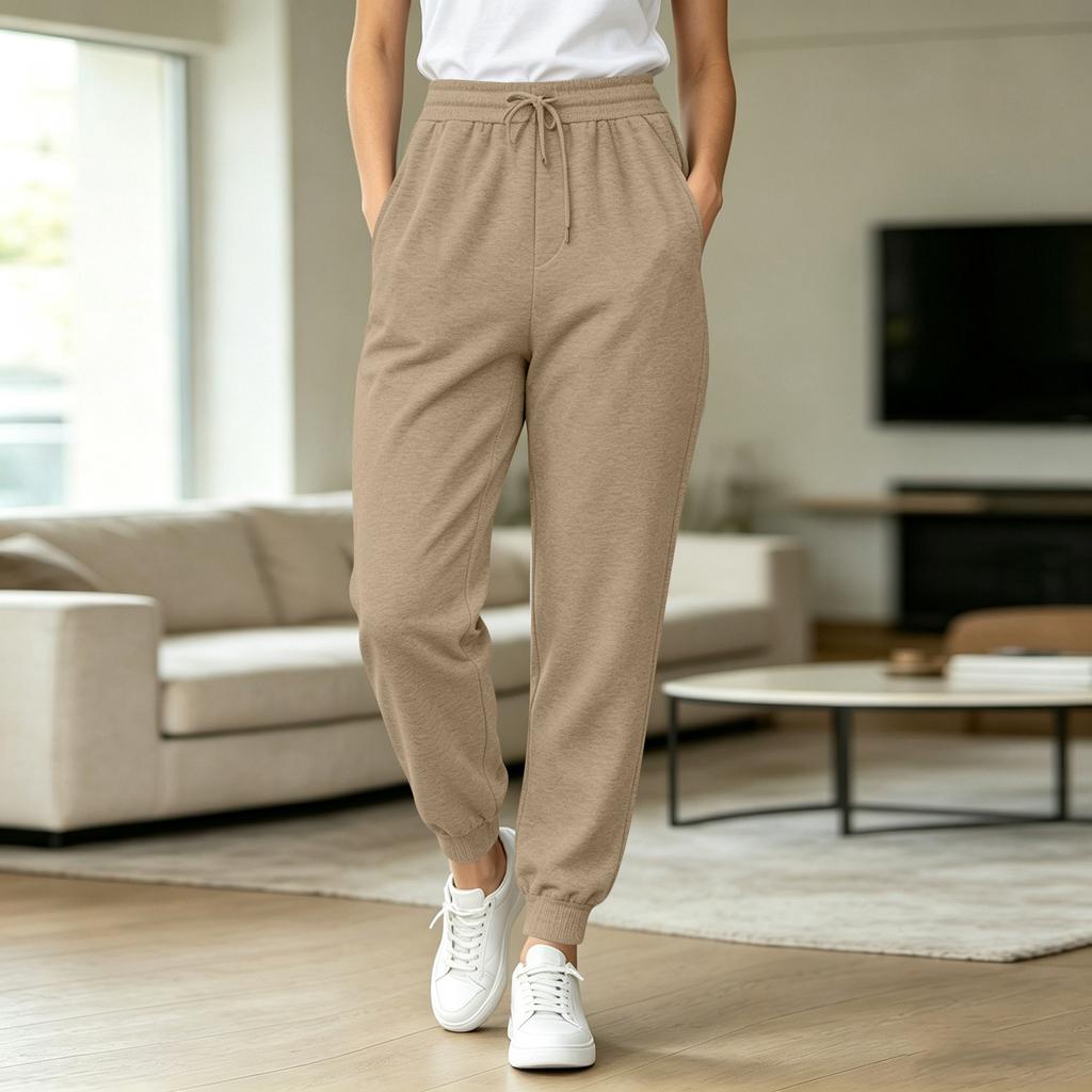 Women's Color Drawstring Cuffed Joggers Casual Pants