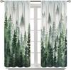 Grüne Waldvorhänge Grüne Aquarell Waldbaum Silhouette Naturlandschaft Bedruckte Wohnzimmer Schlafzimmer Fenster Vorhänge 42x63 Zoll