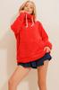 Women's Sweatshirt New Season Fashion Green Stand Collar Kangaroo Pocket Plush Sweatshirt