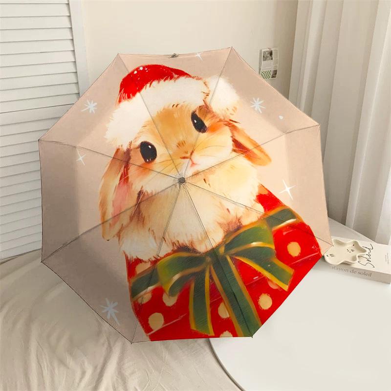 Рождественский Заяц Подарочный Зонт: Праздничная, Автоматически открывающаяся Защита для Приключений на Открытом Воздухе и Дорожных Необходимостей 024
