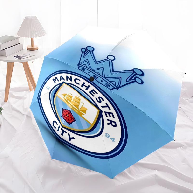 Printed Manchester City Football Club Printed Folding Umbrella,Outdoor,Leisure,And Travel Umbrella,Durable Umbrella Fabric,Birthday And Holiday Gift