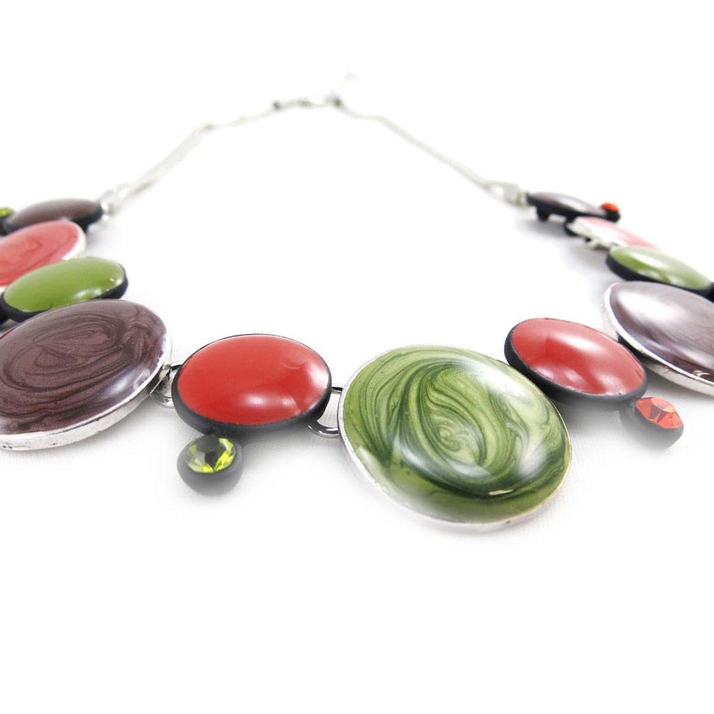NOA [J4223] - Designer Necklace 'Coloring' Green Brown