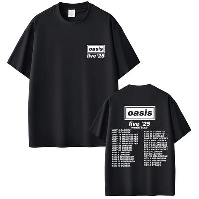 O-Oasis Live 25 Tour T Shirt Men Women Gothic Vintage Overd Tshirt Men's High Quality Short Sleeve T-shirts#Color(9)