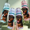 1PC Dachshund Dog Wearing Headphone Print 750ml Color Plastic Sports Water Bottle Leakproof Flip Straw Lid Suitable for Sports Office Home Use