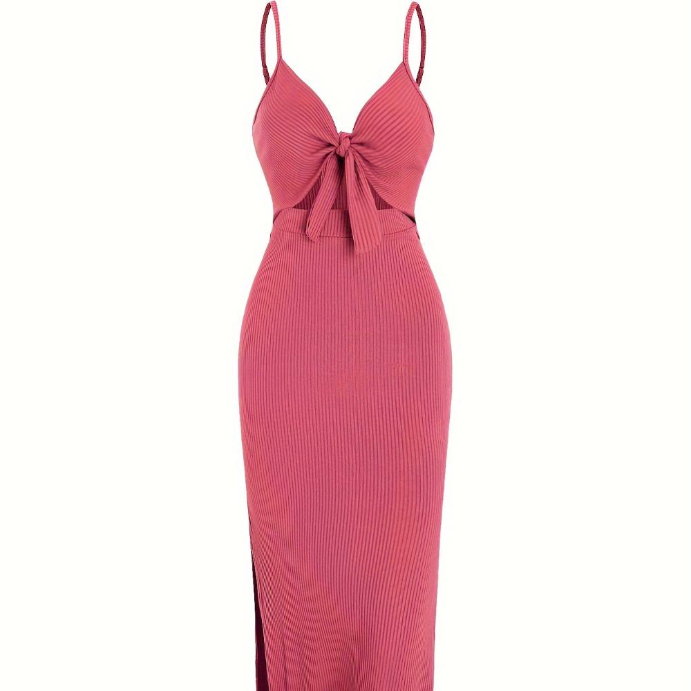 

модное вязаное простое платье без рукавов на подтяжках весной и летом, струящаяся спина и сексуальная длинная юбка с воротником. XL розы красного