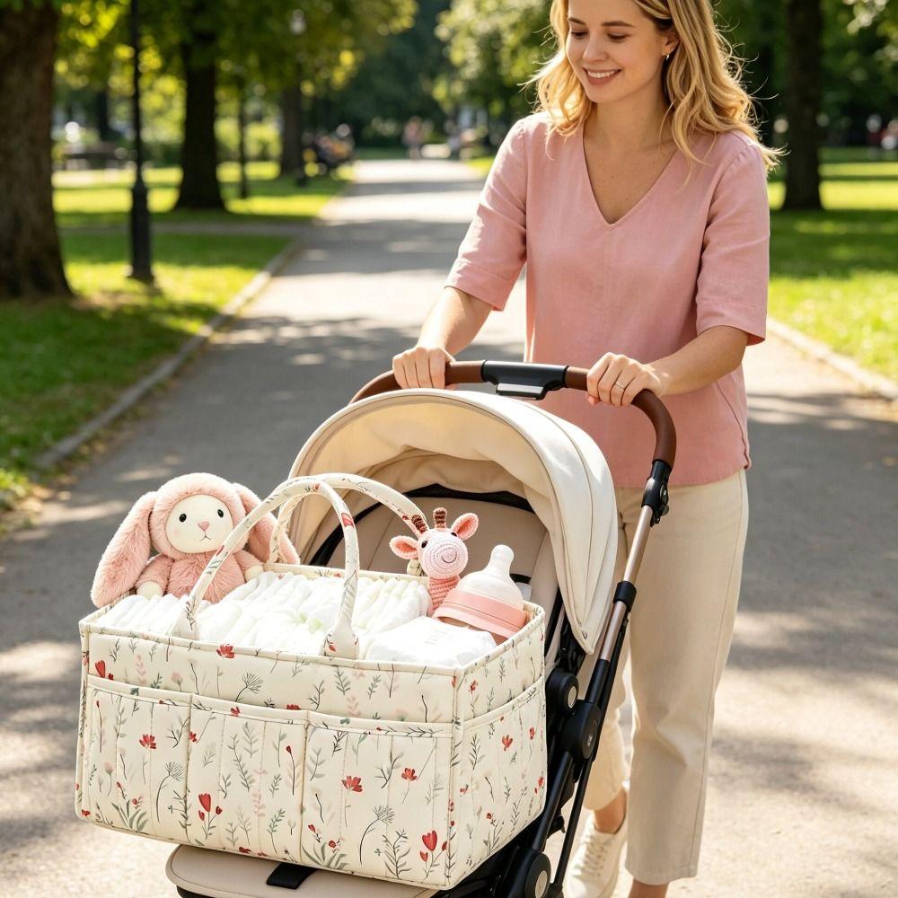 Cesto Portaoggetti Grande Capacità per Nursery Borsa Pannolini Portatile Regalo per Baby Shower