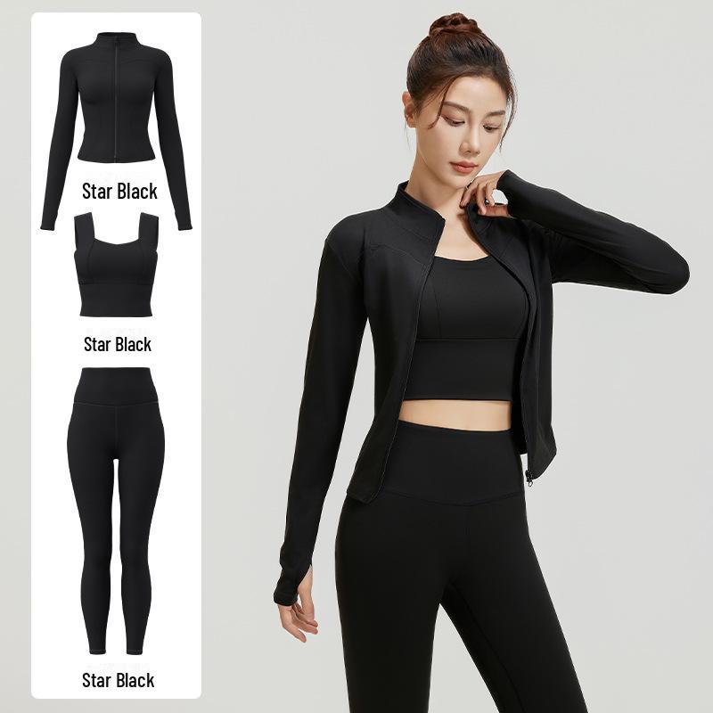 

Бесшовный комплект из 3 предметов для йоги Juyitang весна-осень: Облегающая одежда для фитнеса и бега S