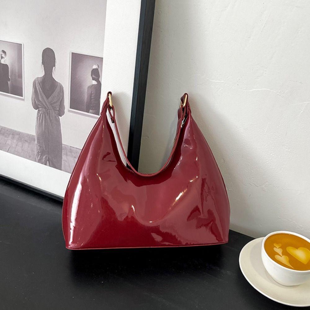 New Design Luxury Armpit Bag Glossy Women's Handbag Fashion Retro Shoulder Bags  Female