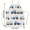 1 pezzo Grembiule da Bambino Cartone Animato Trattore Lino Impermeabile Cucina Cottura Arte Grembiulino Bambini Cucina Chef Regalo Ragazzi Ragazze Veicolo Agricolo Stampa