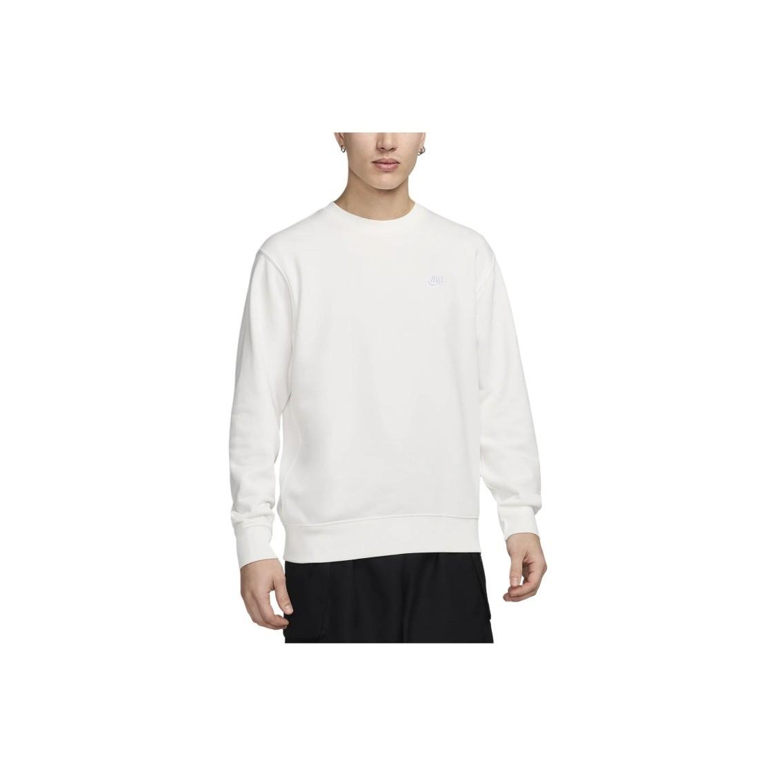 Nike Men s Solid Color Crewneck Casual Long-Sleeve Sweatshirt in White XL